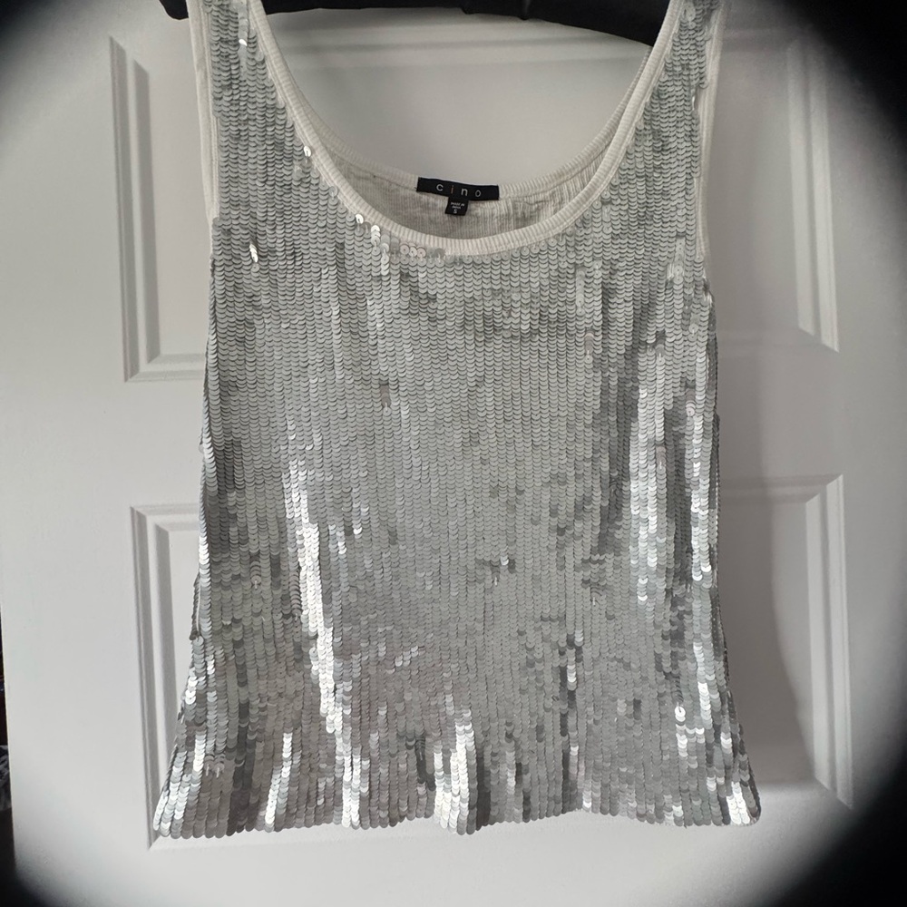 Glamorous Silver Sequin Camisole NEW